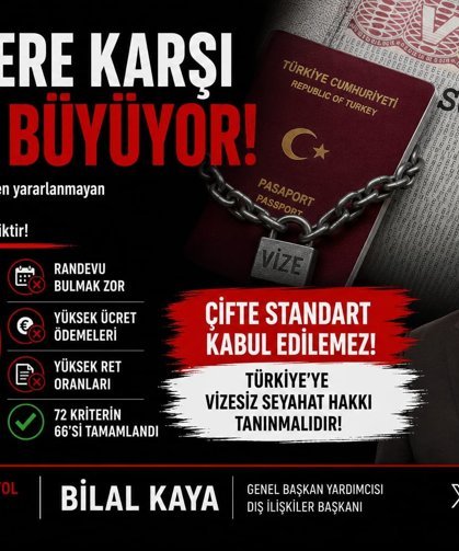 DOĞRU YOL PARTİSİ GENEL BAŞKAN YARDIMCISI DIŞ İLİŞKİLER BAŞKANI BİLAL KAYA: “TÜRK VATANDAŞLARINA UYGULANAN SCHENGEN ENGE
