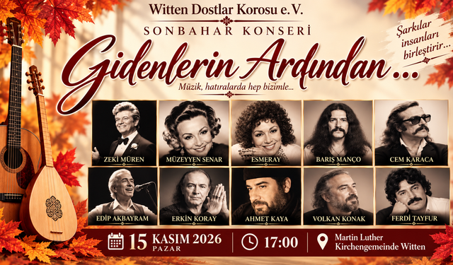 Witten’de “Gidenlerin Ardından…” Konseriyle Türk Müziğinin Unutulmazları Anılacak