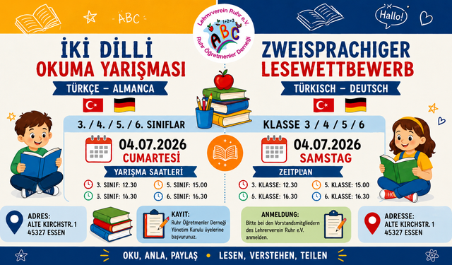 ESSEN’DE TÜRKÇE-ALMANCA İKİ DİLLİ OKUMA YARIŞMASI HEYECANI