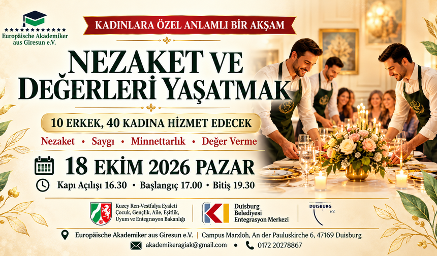 Duisburg’da Kadınlara Özel Anlamlı Etkinlik: Erkekler Mutfakta ve Serviste Olacak